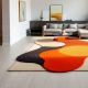 Handcrafted Warm Color Block Abstract Living Room Rug